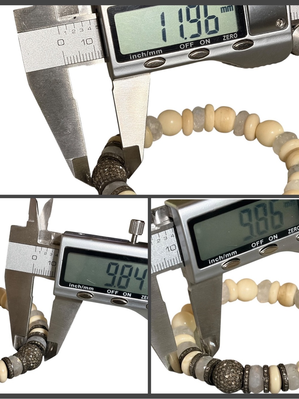 new Moonstone Bone Diamond Beaded Bracelet - Picture 6 of 17
